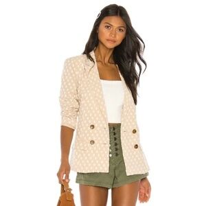 House of Harlow 1960 Bismark Linen Blend Blazer in Natural Size Small